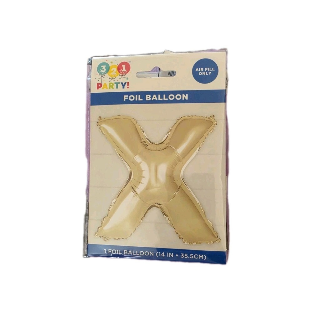 321 Party Foil Gold Balloon 14"  X NEW NIP Air Fill Only #1294-1302